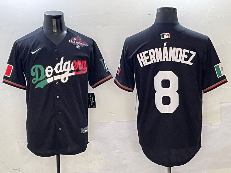 Men Los Angeles Dodgers 8 Hernandez Black Mexico Nike 2025 MLB Jersey style 6